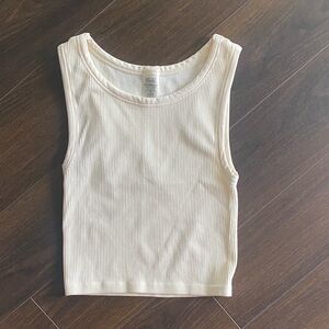 Aritzia Sunday Best Ivory Ribbed cropped  Tank